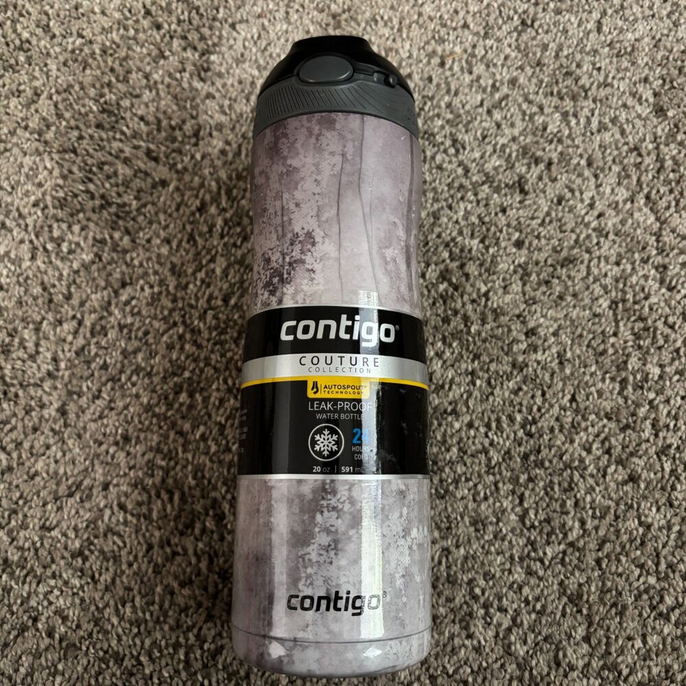Contigo Couture Autoseal Autospout 20oz Insulated Water Bottle Gray Marble NEW